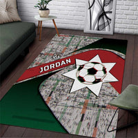 Jordan Football Area Rug Jordanian National Flag Colors Retro Glitch Art