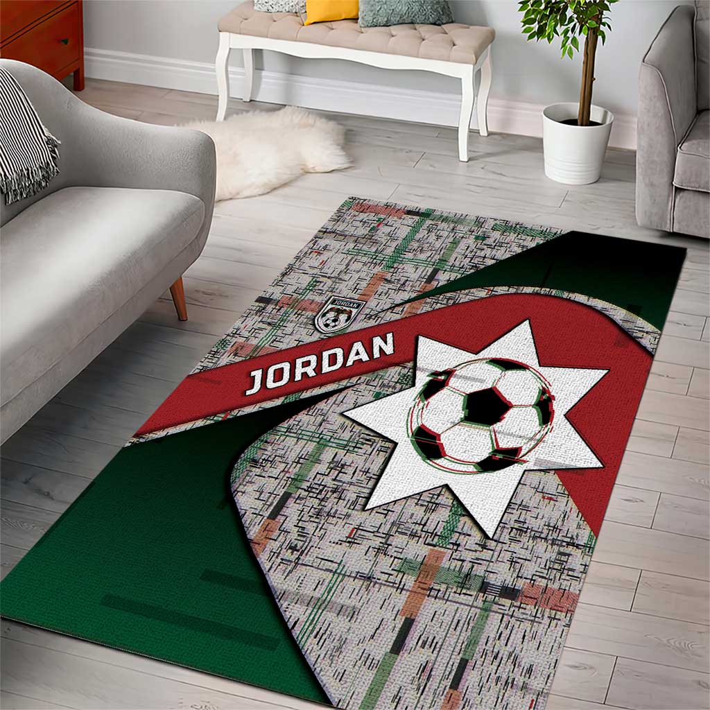 Jordan Football Area Rug Jordanian National Flag Colors Retro Glitch Art