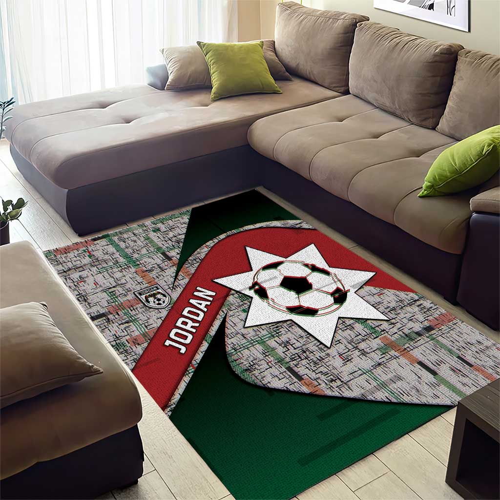 Jordan Football Area Rug Jordanian National Flag Colors Retro Glitch Art