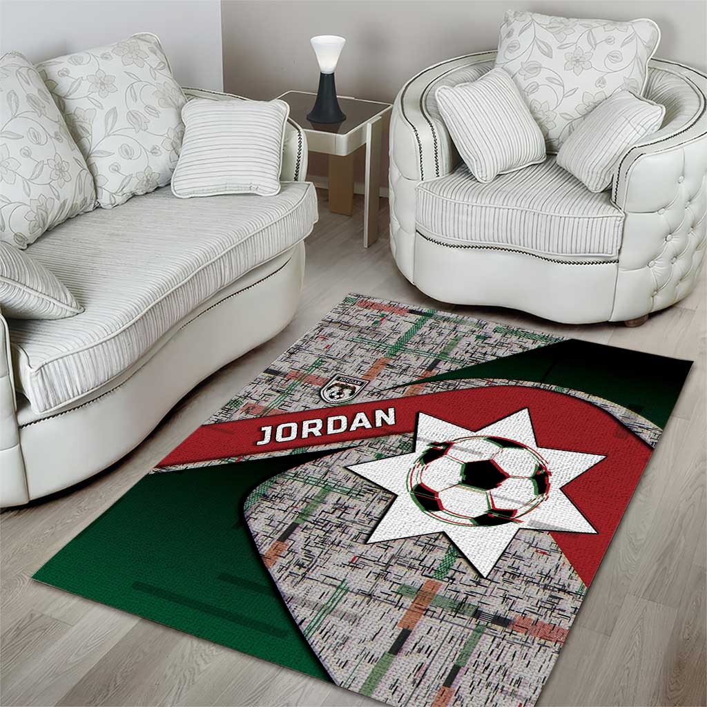 Jordan Football Area Rug Jordanian National Flag Colors Retro Glitch Art
