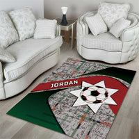Jordan Football Area Rug Jordanian National Flag Colors Retro Glitch Art