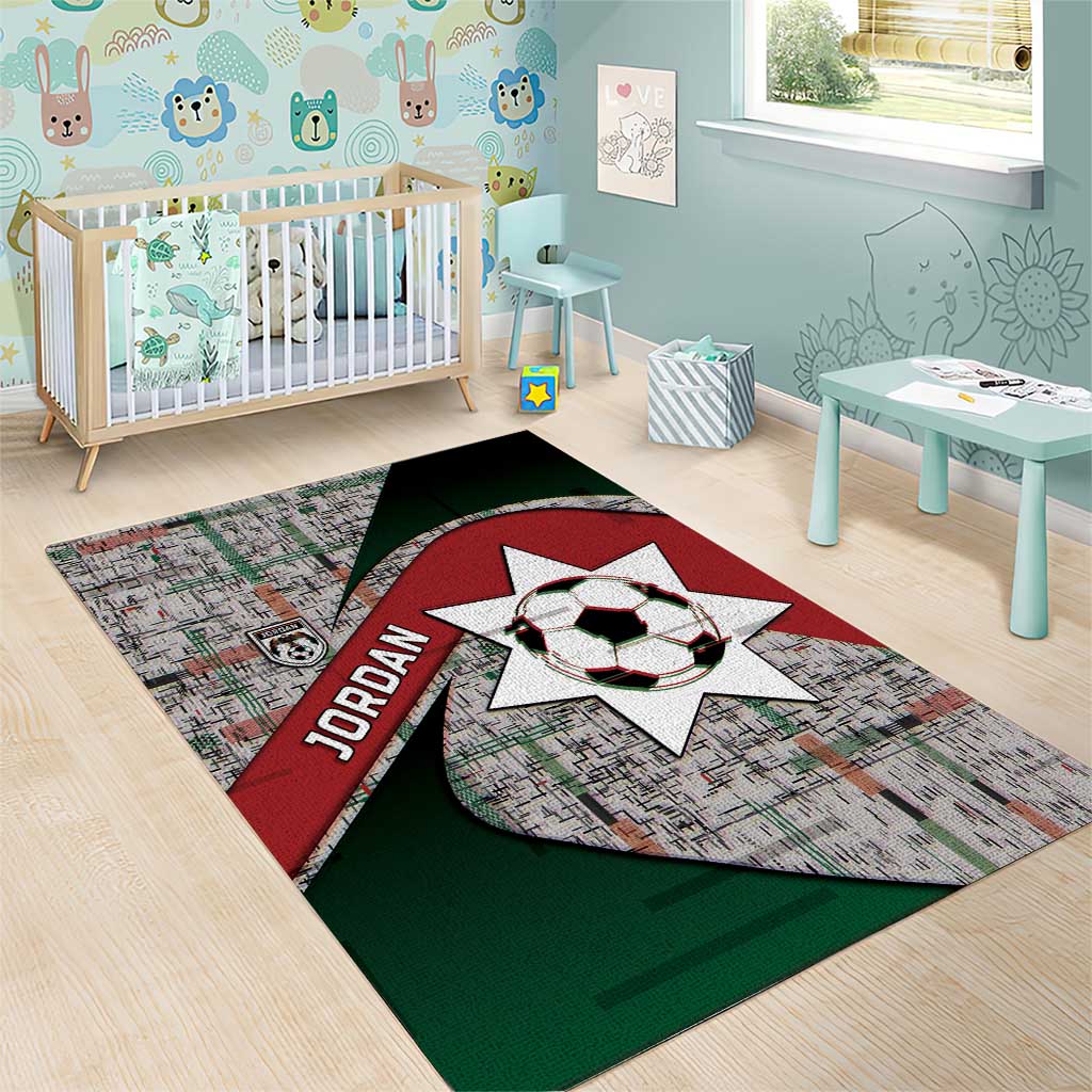 Jordan Football Area Rug Jordanian National Flag Colors Retro Glitch Art