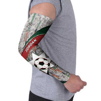 Custom Jordan Football Arm Sleeves Jordanian National Flag Colors Retro Glitch Art