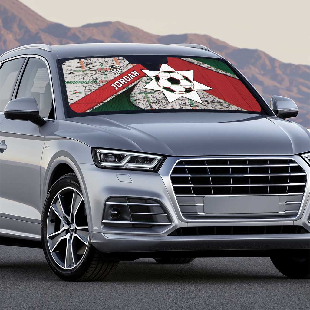 Jordan Football Auto Sun Shade Jordanian National Flag Colors Retro Glitch Art
