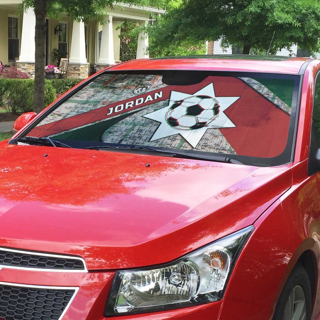 Jordan Football Auto Sun Shade Jordanian National Flag Colors Retro Glitch Art