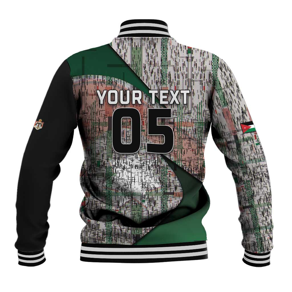 Custom Jordan Football Baseball Jacket Jordanian National Flag Colors Retro Glitch Art