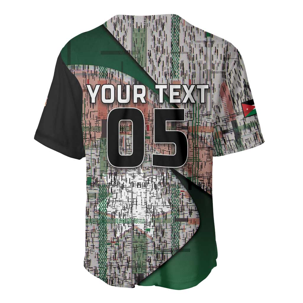 Custom Jordan Football Baseball Jersey Jordanian National Flag Colors Retro Glitch Art