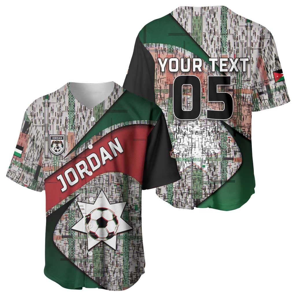 Custom Jordan Football Baseball Jersey Jordanian National Flag Colors Retro Glitch Art