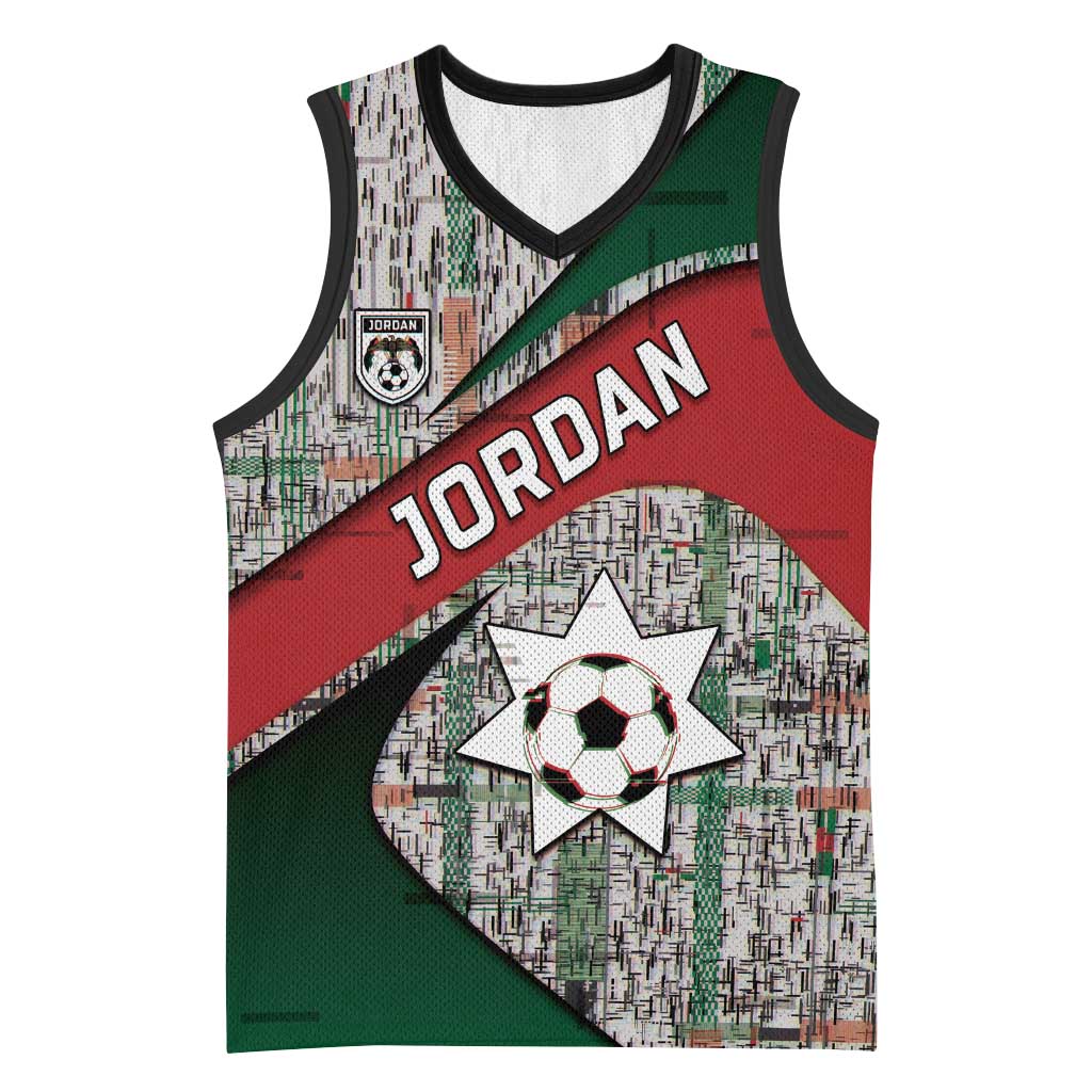 Custom Jordan Football Basketball Jersey Jordanian National Flag Colors Retro Glitch Art