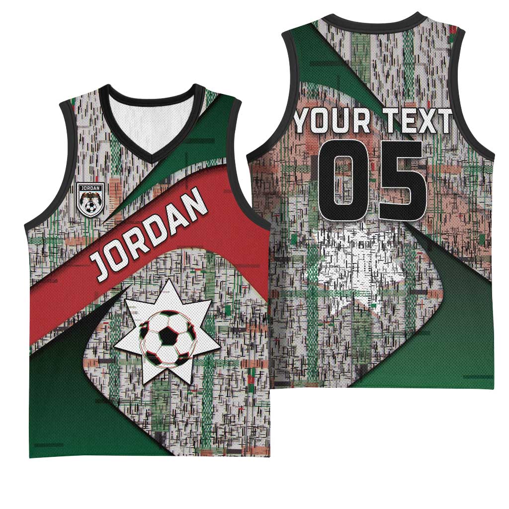 Custom Jordan Football Basketball Jersey Jordanian National Flag Colors Retro Glitch Art