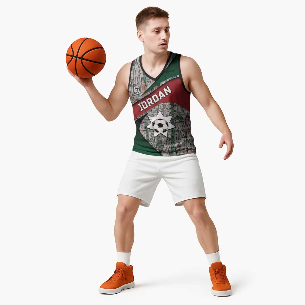 Custom Jordan Football Basketball Jersey Jordanian National Flag Colors Retro Glitch Art