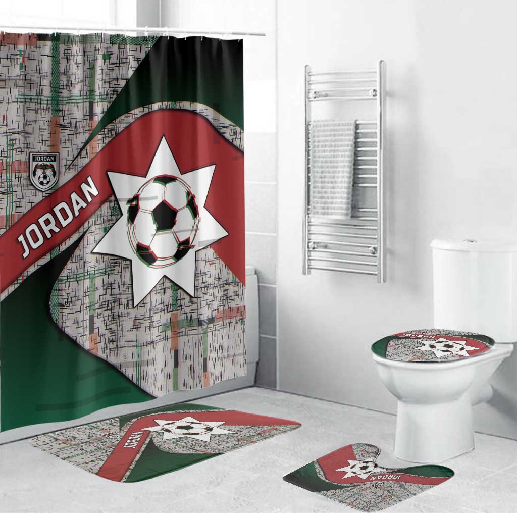 Jordan Football Bathroom Set Jordanian National Flag Colors Retro Glitch Art