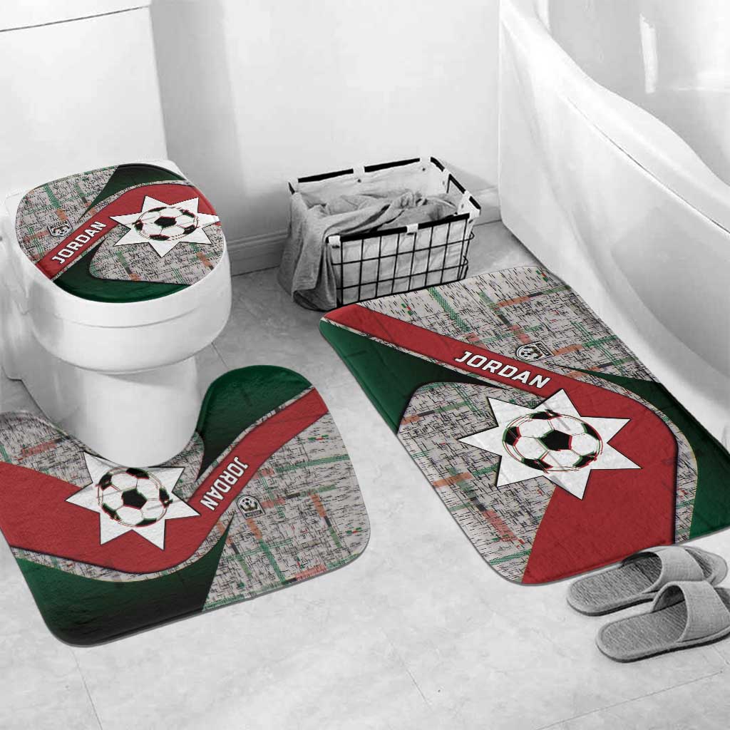 Jordan Football Bathroom Set Jordanian National Flag Colors Retro Glitch Art