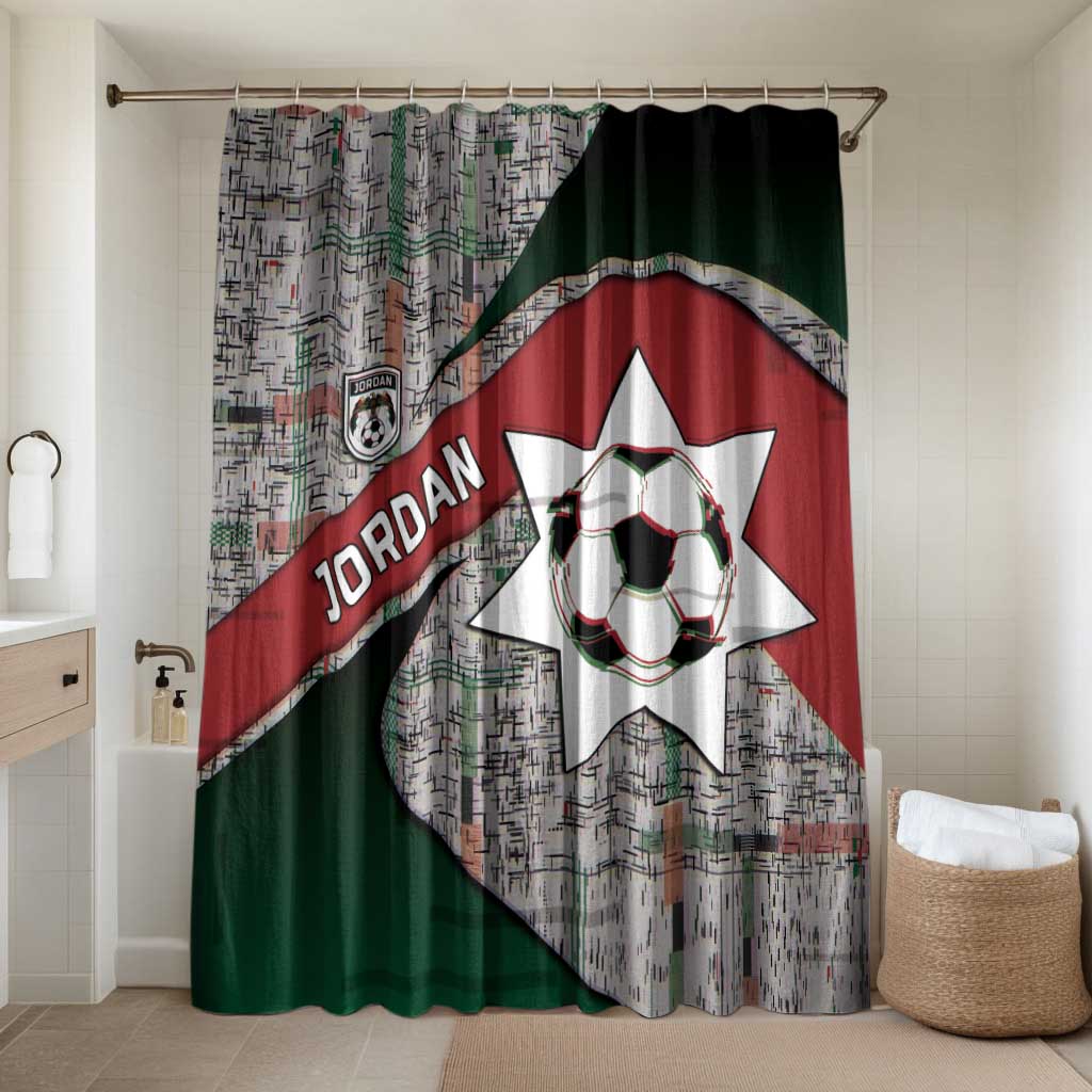 Jordan Football Bathroom Set Jordanian National Flag Colors Retro Glitch Art