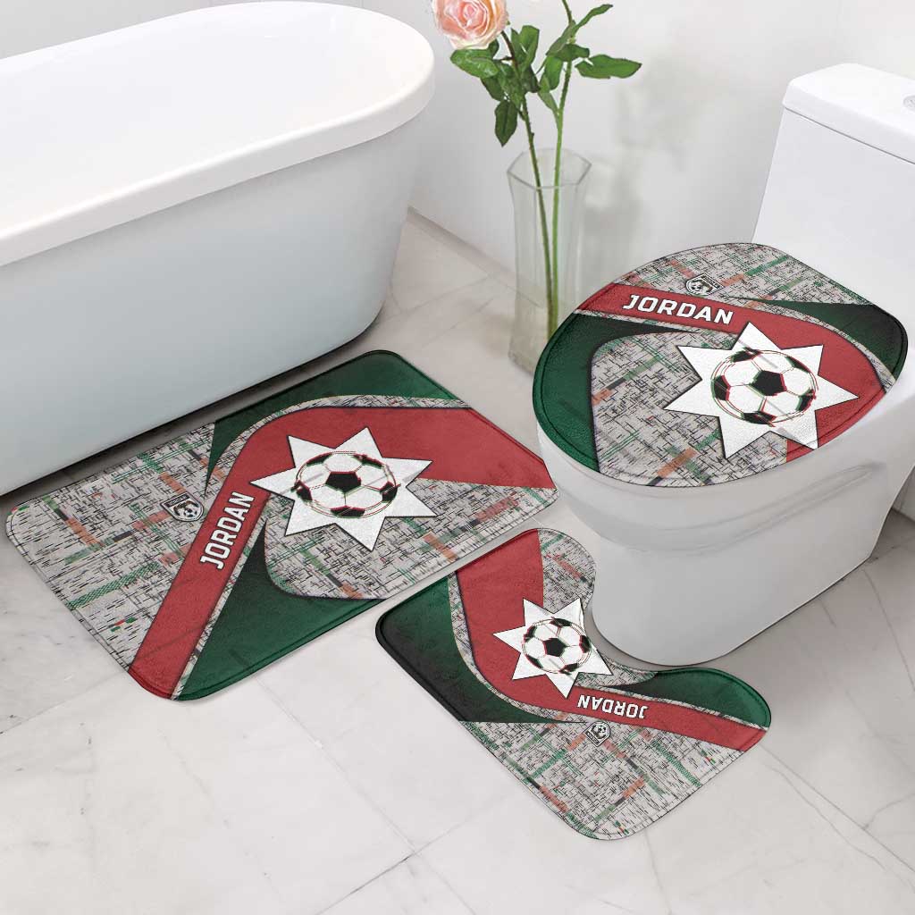 Jordan Football Bathroom Set Jordanian National Flag Colors Retro Glitch Art