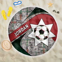 Jordan Football Beach Blanket Jordanian National Flag Colors Retro Glitch Art