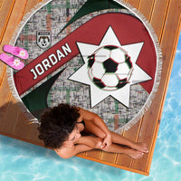 Jordan Football Beach Blanket Jordanian National Flag Colors Retro Glitch Art