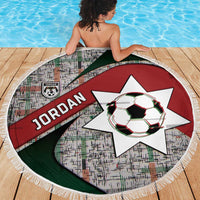 Jordan Football Beach Blanket Jordanian National Flag Colors Retro Glitch Art