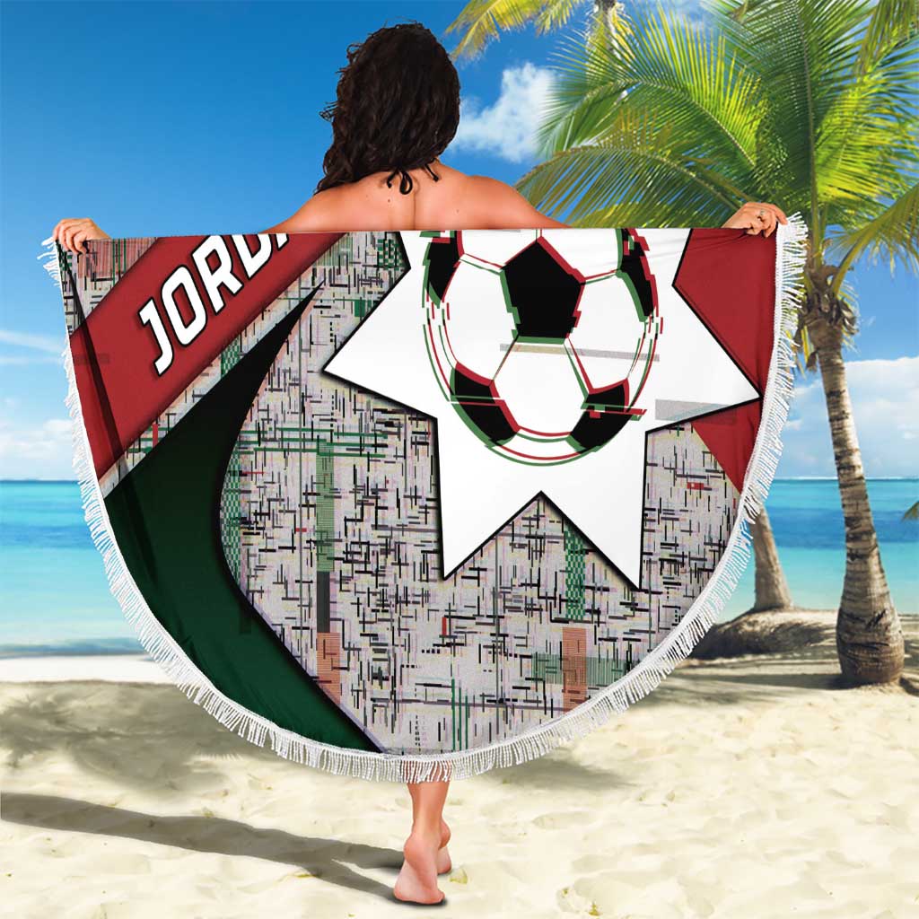 Jordan Football Beach Blanket Jordanian National Flag Colors Retro Glitch Art
