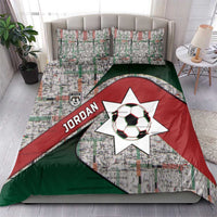 Jordan Football Bedding Set Jordanian National Flag Colors Retro Glitch Art