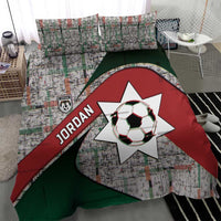 Jordan Football Bedding Set Jordanian National Flag Colors Retro Glitch Art
