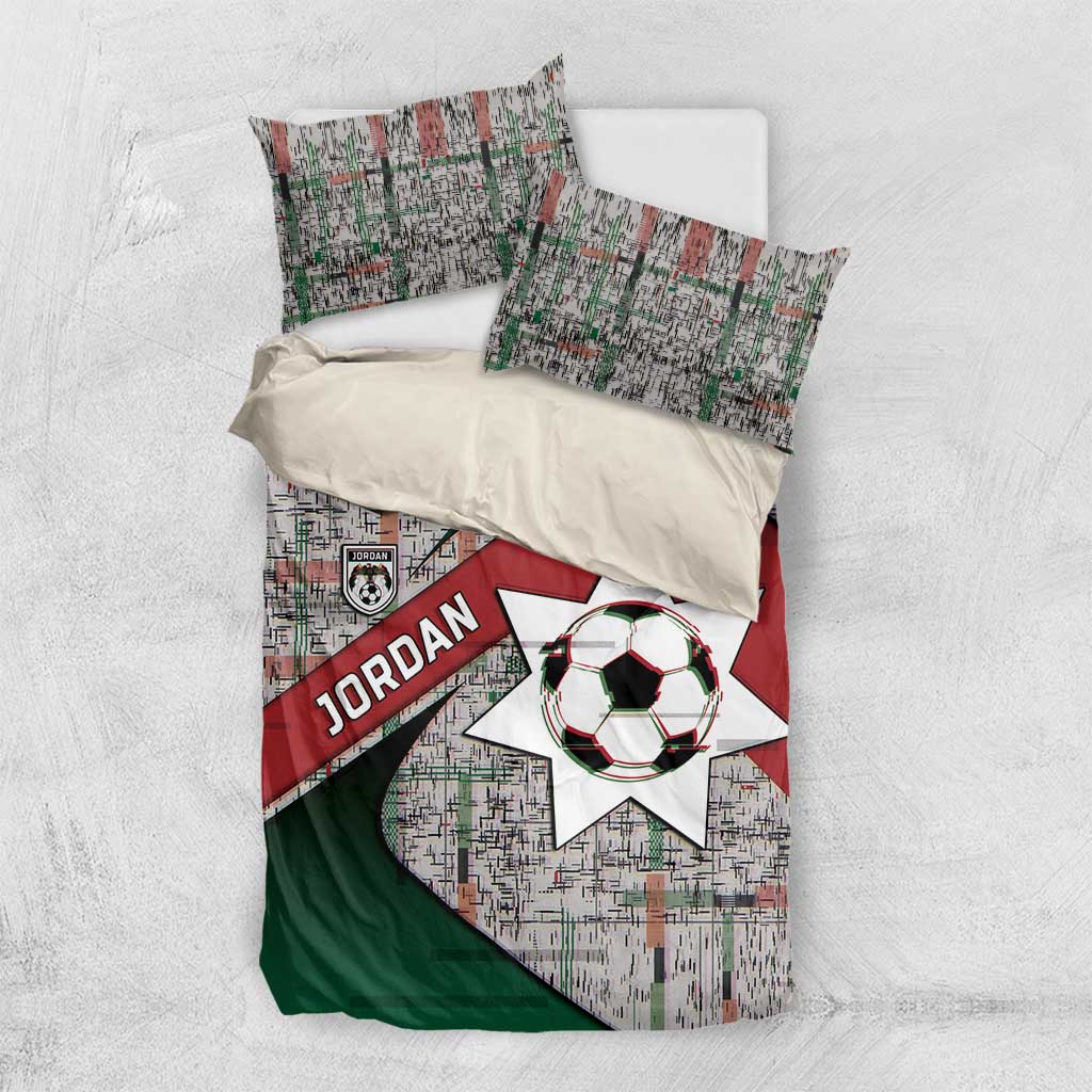 Jordan Football Bedding Set Jordanian National Flag Colors Retro Glitch Art