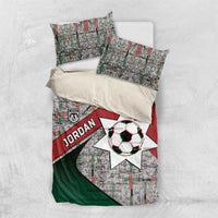 Jordan Football Bedding Set Jordanian National Flag Colors Retro Glitch Art