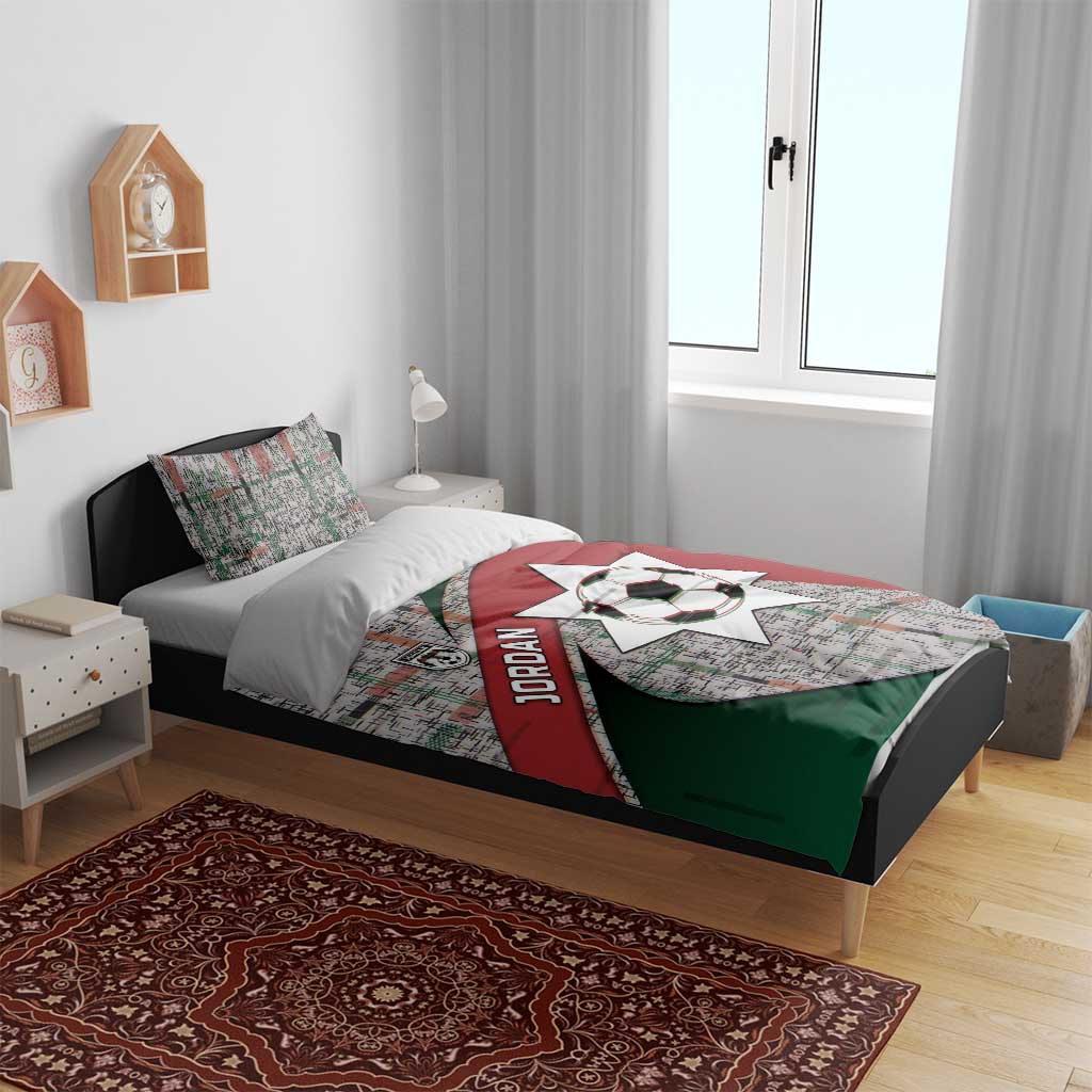 Jordan Football Bedding Set Jordanian National Flag Colors Retro Glitch Art