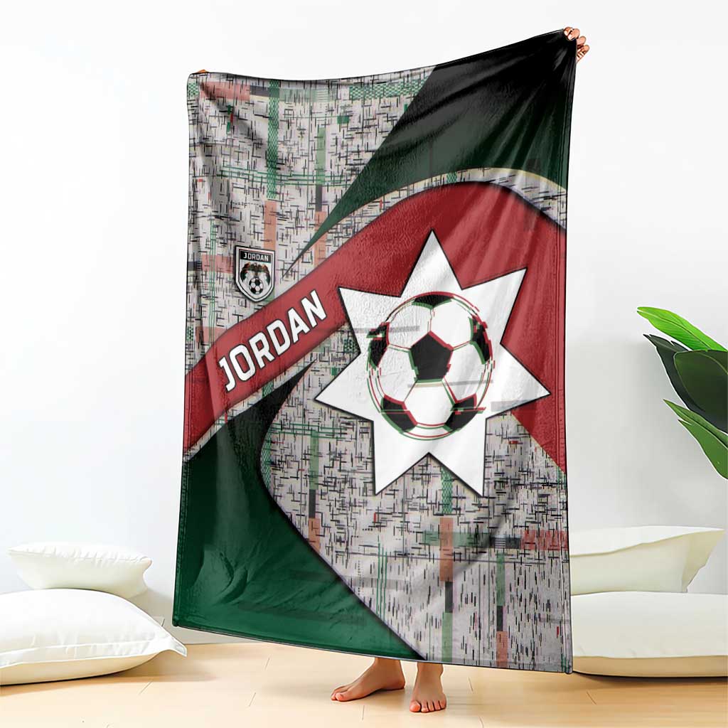 Jordan Football Blanket Jordanian National Flag Colors Retro Glitch Art