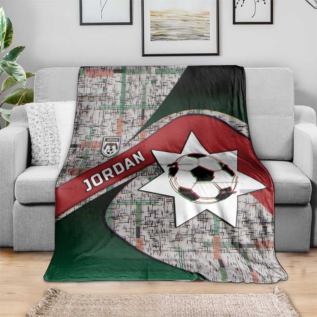 Jordan Football Blanket Jordanian National Flag Colors Retro Glitch Art