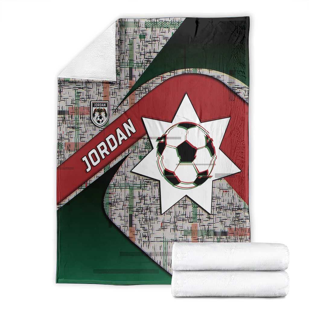 Jordan Football Blanket Jordanian National Flag Colors Retro Glitch Art