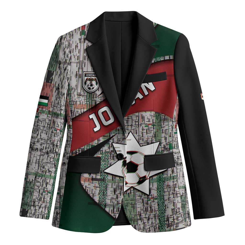 Custom Jordan Football Blazer Jordanian National Flag Colors Retro Glitch Art
