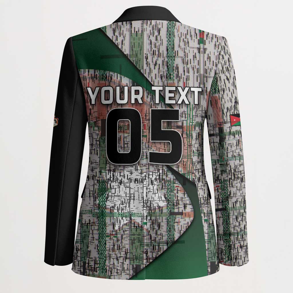 Custom Jordan Football Blazer Jordanian National Flag Colors Retro Glitch Art