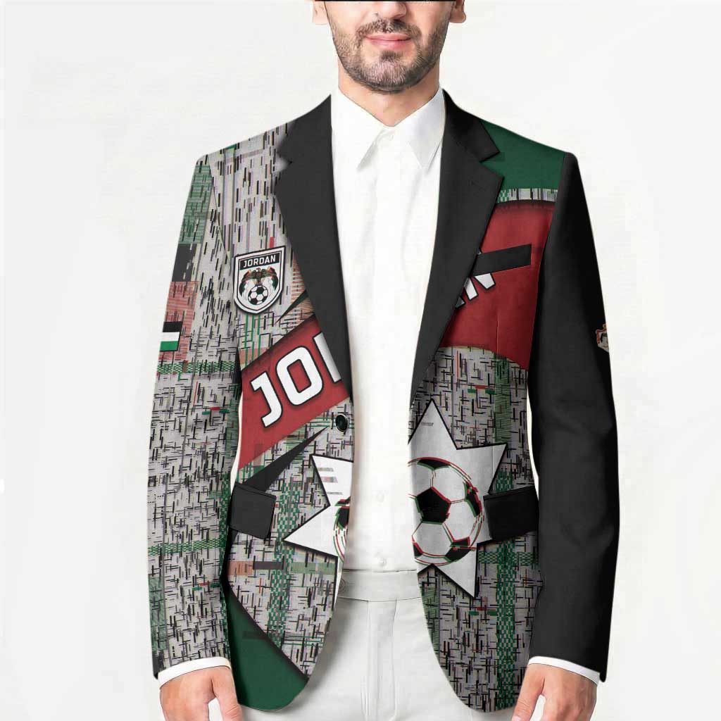 Custom Jordan Football Blazer Jordanian National Flag Colors Retro Glitch Art