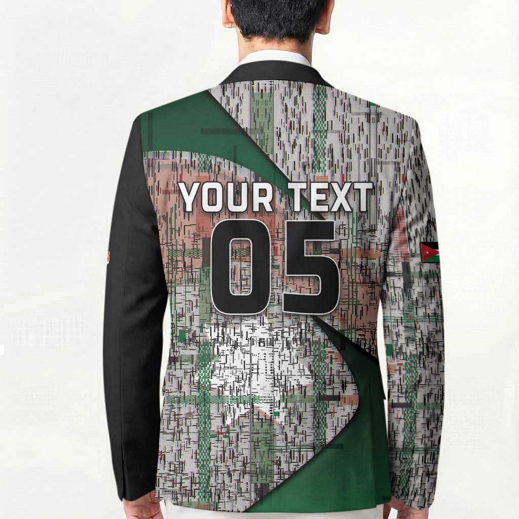 Custom Jordan Football Blazer Jordanian National Flag Colors Retro Glitch Art