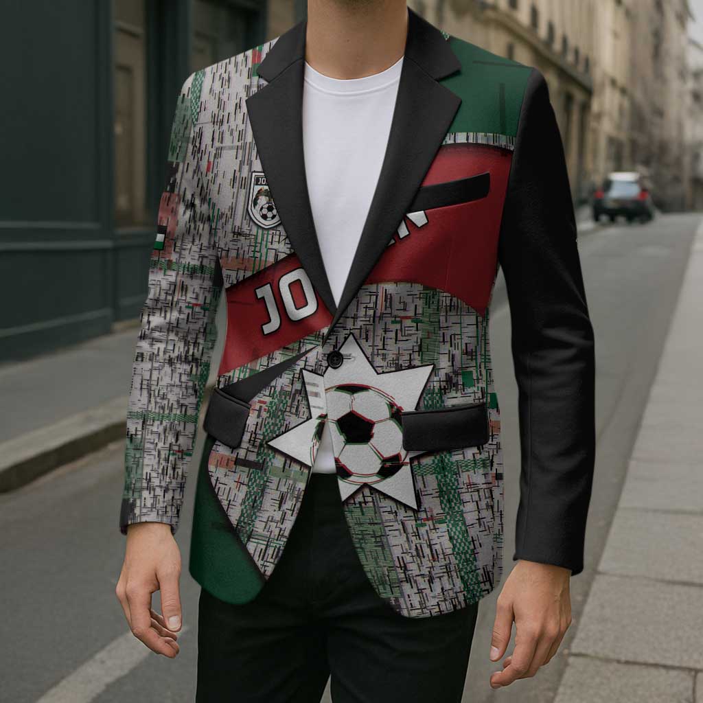 Custom Jordan Football Blazer Jordanian National Flag Colors Retro Glitch Art