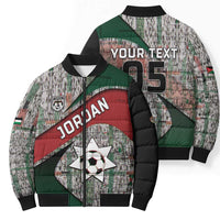 Custom Jordan Football Bomber Puffer Jacket Jordanian National Flag Colors Retro Glitch Art