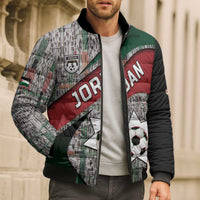 Custom Jordan Football Bomber Puffer Jacket Jordanian National Flag Colors Retro Glitch Art