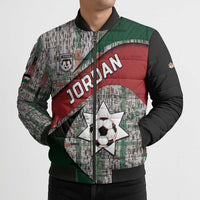Custom Jordan Football Bomber Puffer Jacket Jordanian National Flag Colors Retro Glitch Art