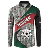 Custom Jordan Football Button Sweatshirt Jordanian National Flag Colors Retro Glitch Art