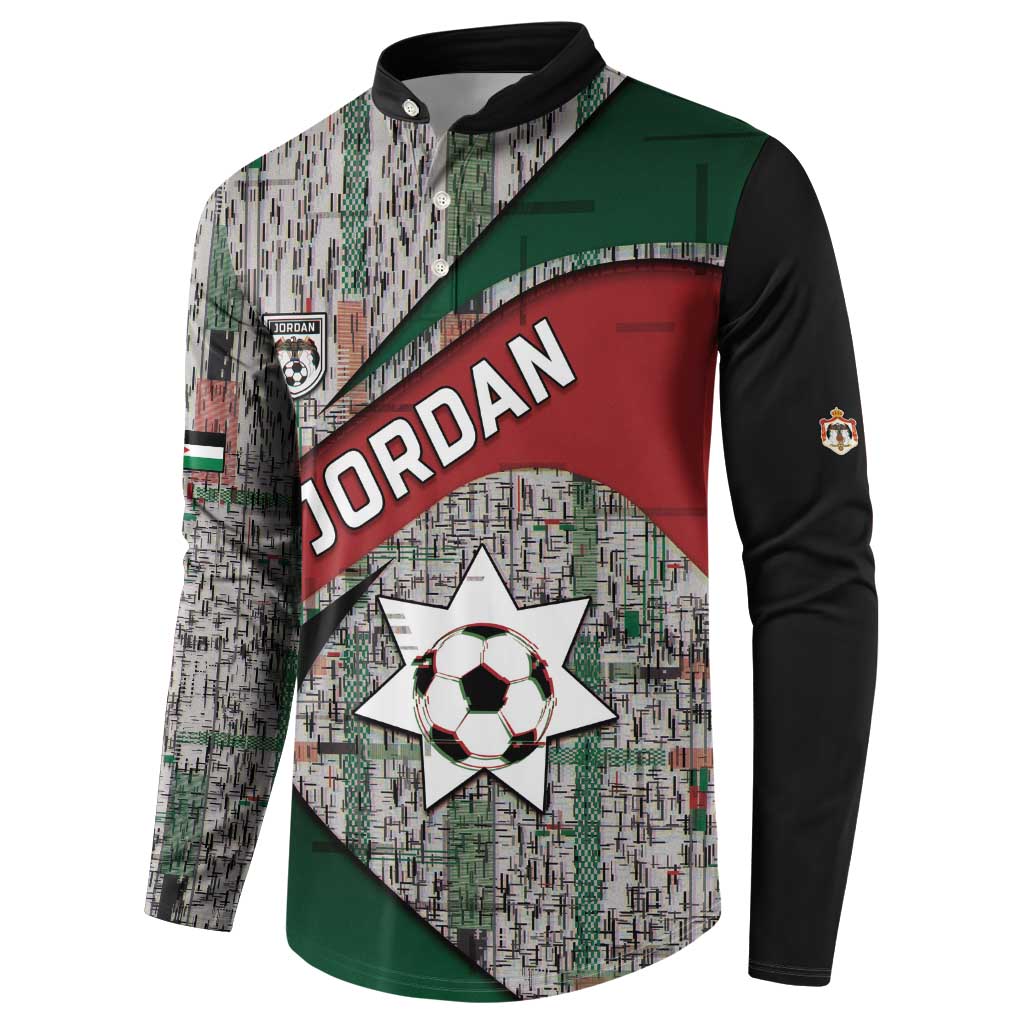 Custom Jordan Football Button Sweatshirt Jordanian National Flag Colors Retro Glitch Art