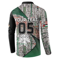 Custom Jordan Football Button Sweatshirt Jordanian National Flag Colors Retro Glitch Art