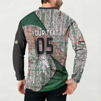 Custom Jordan Football Button Sweatshirt Jordanian National Flag Colors Retro Glitch Art