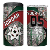 Custom Jordan Football 4 in 1 Can Cooler Tumbler Jordanian National Flag Colors Retro Glitch Art