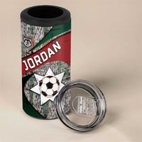 Custom Jordan Football 4 in 1 Can Cooler Tumbler Jordanian National Flag Colors Retro Glitch Art