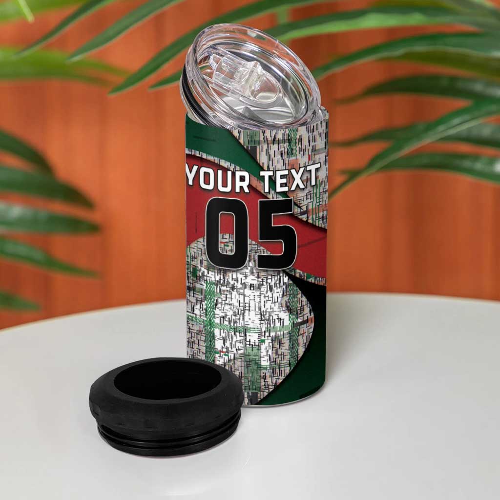 Custom Jordan Football 4 in 1 Can Cooler Tumbler Jordanian National Flag Colors Retro Glitch Art