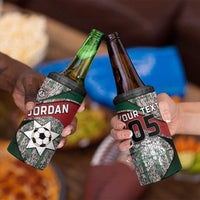 Custom Jordan Football 4 in 1 Can Cooler Tumbler Jordanian National Flag Colors Retro Glitch Art