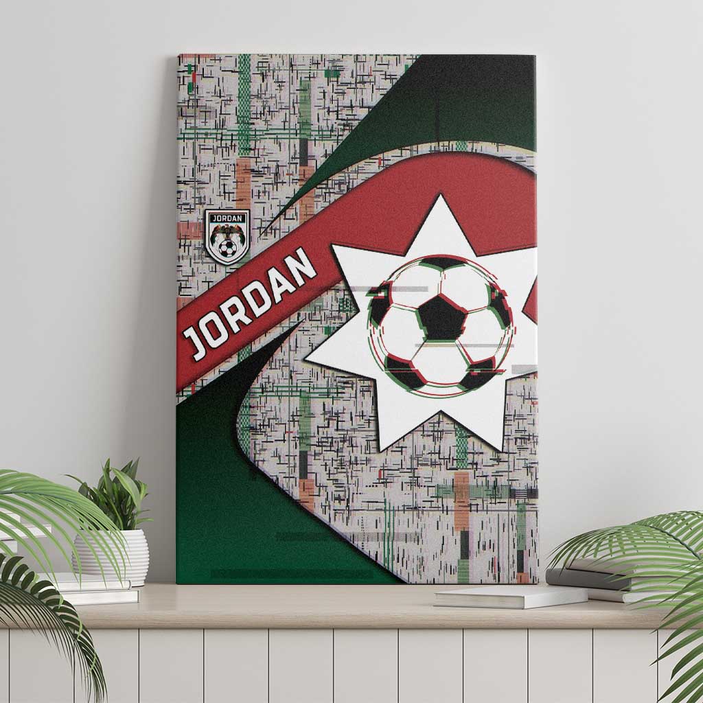 Jordan Football Canvas Wall Art Jordanian National Flag Colors Retro Glitch Art