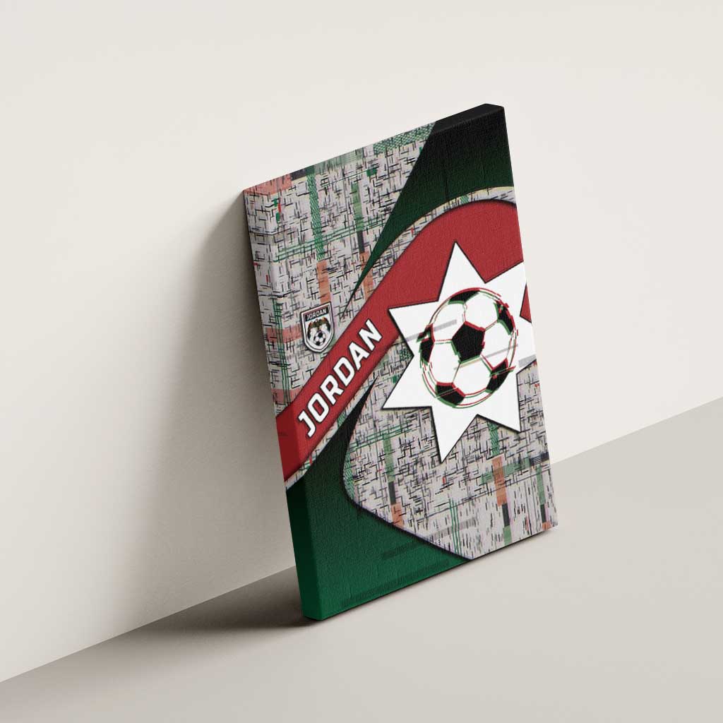 Jordan Football Canvas Wall Art Jordanian National Flag Colors Retro Glitch Art