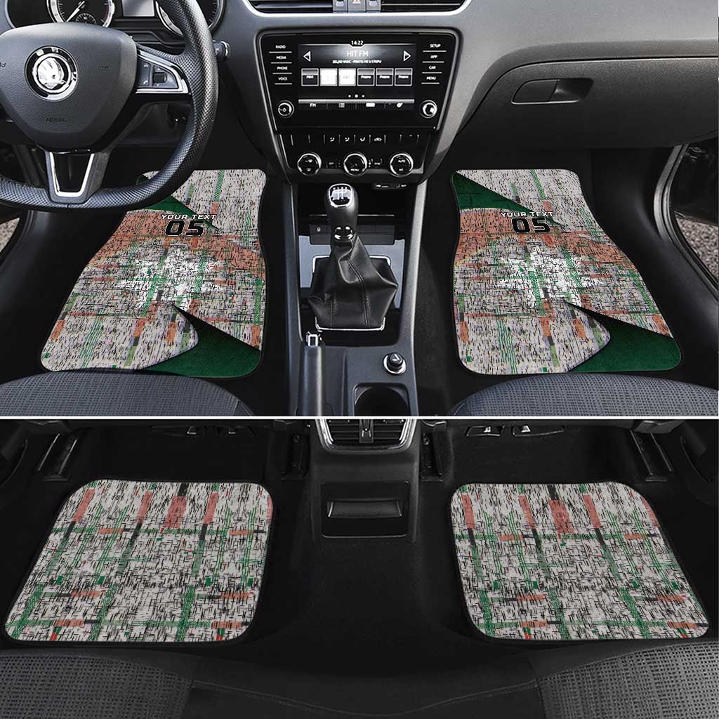 Custom Jordan Football Car Mats Jordanian National Flag Colors Retro Glitch Art